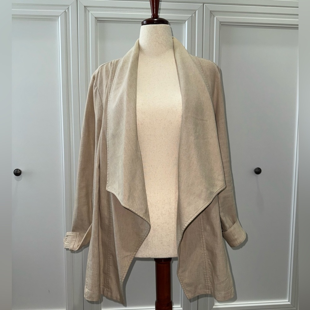 NYDJ Beige Open Front Trench Coat Jacket Cardigan